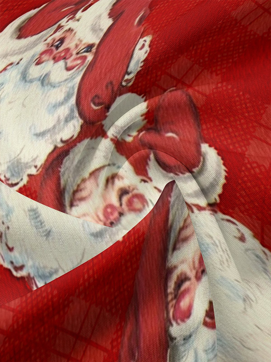 Moisture-wicking Christmas Santa Plaid Chest Pocket Casual Shirt