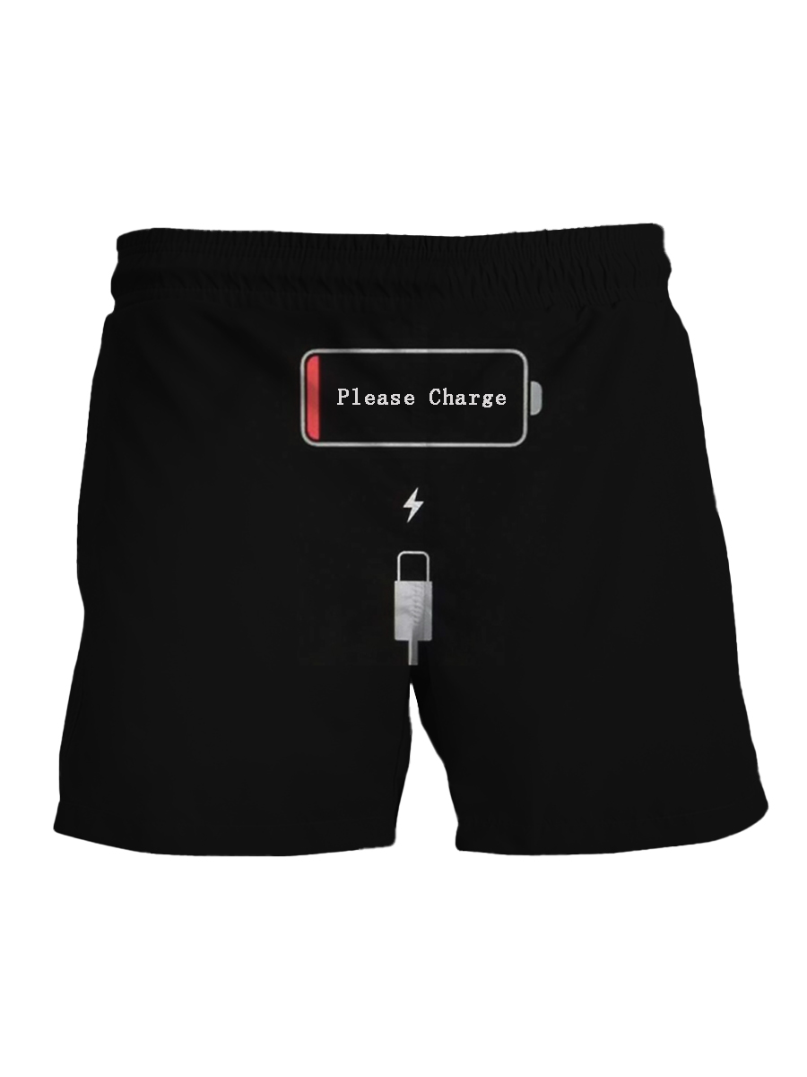 Men's Shorts Holiday Fun Please Charge Print Beach Shorts