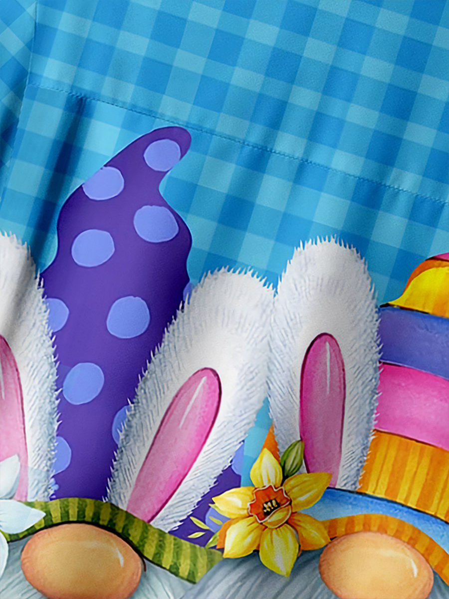 Easter Egg Chest Pocket Short Sleeve Casual Shirt