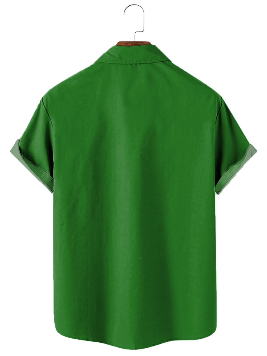 St. Patrick's Day Funny Print Bowling Style Short Sleeve Shirt