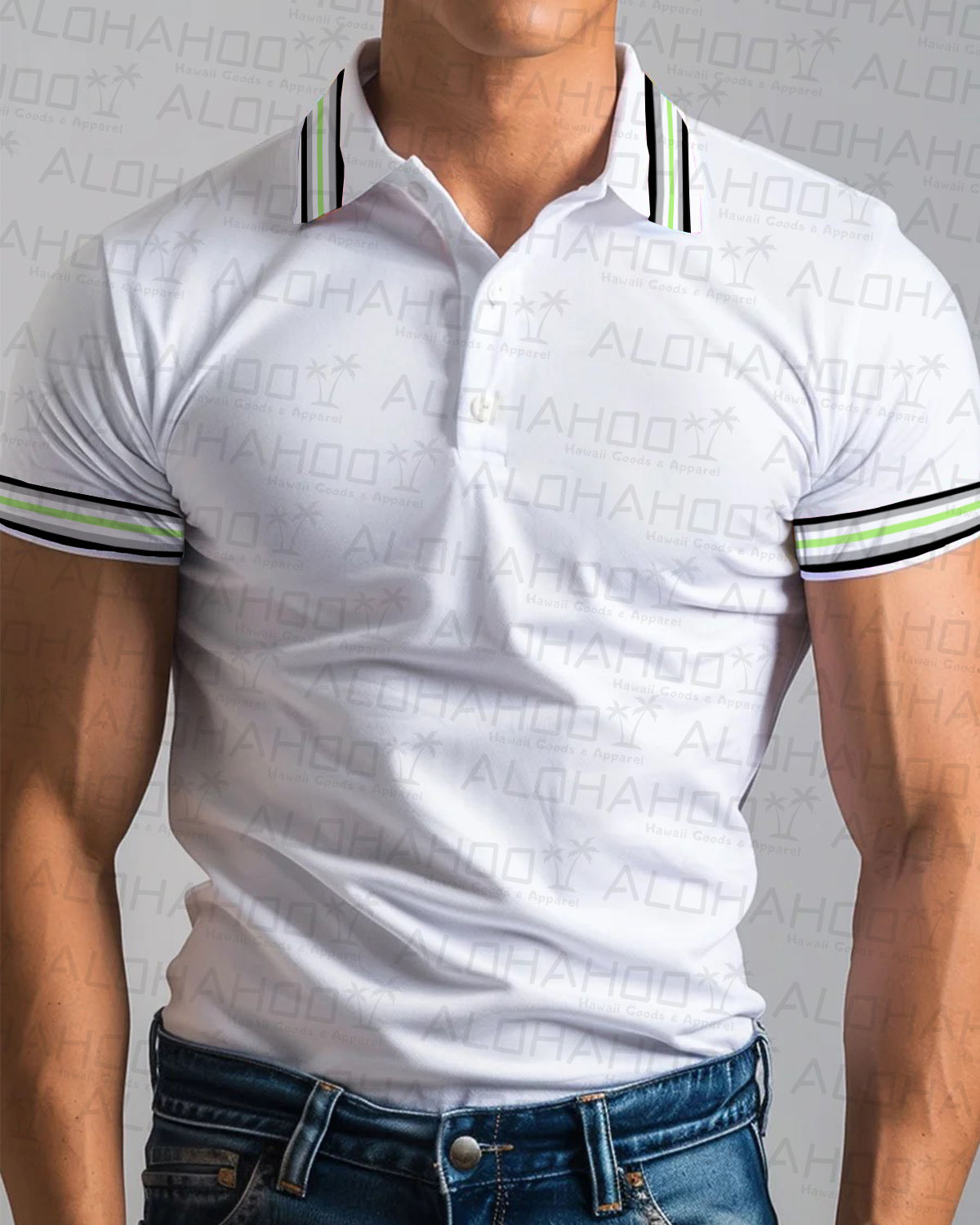Men's Rainbow Stripe White Pride Polo Shirt