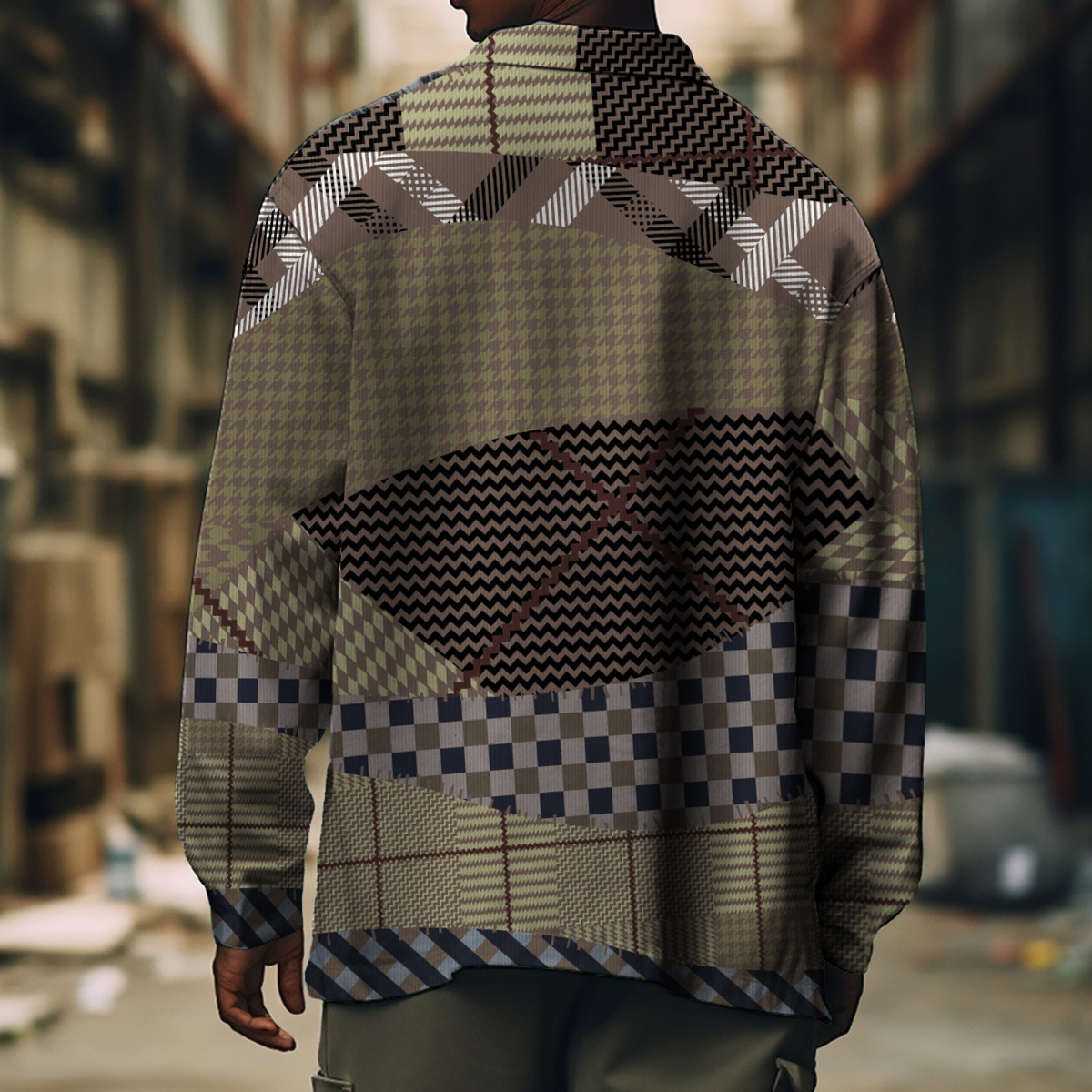 Men's Casual Jacket Plaid Pattern Long Sleeve Pockets Jacket