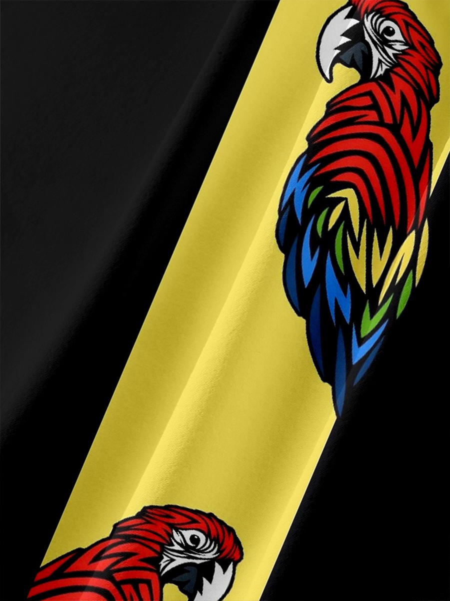 Moisture-wicking Geometric Parrot Chest Pocket Bowling Shirt