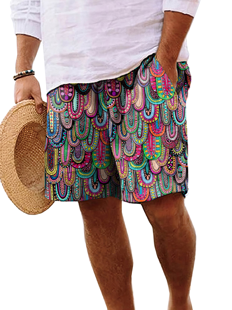 Men's Shorts Holiday Colourful Boho Print Beach Shorts