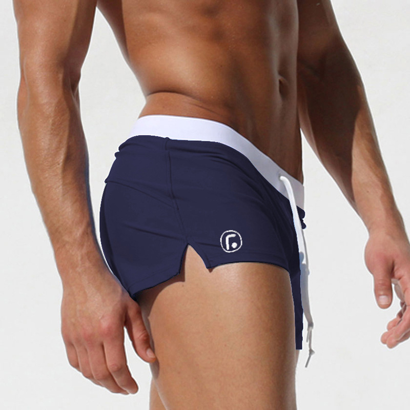 Men's Pocket Swim Drawstring Swim Trunks Briefs