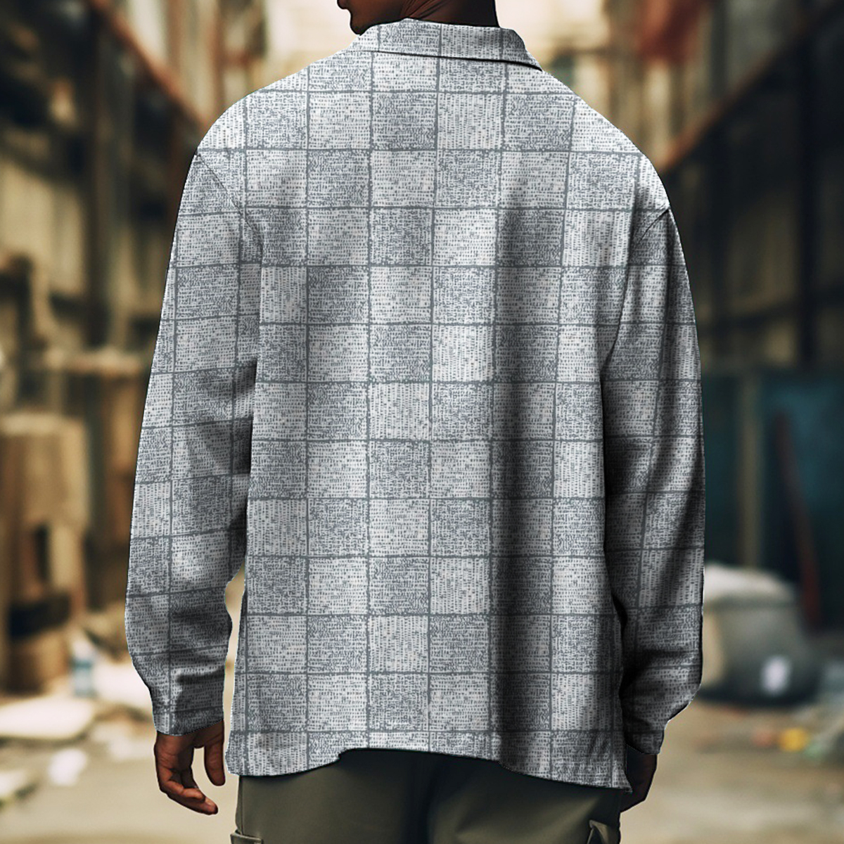 Men's Casual Jacket Fall Plaid Print Long Sleeve Pockets Jacket