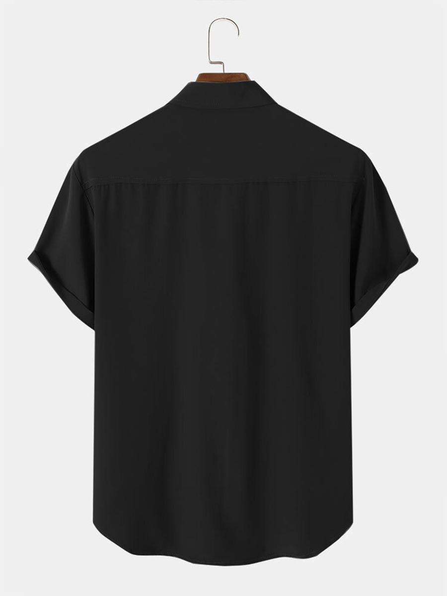 Japanese Style Golden Koi Pattern Short Sleeve Shirt