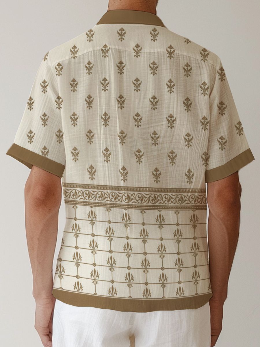 Men's Cotton-Linen Shirts Casual Floral Breathable Summer Lightweight Shirts