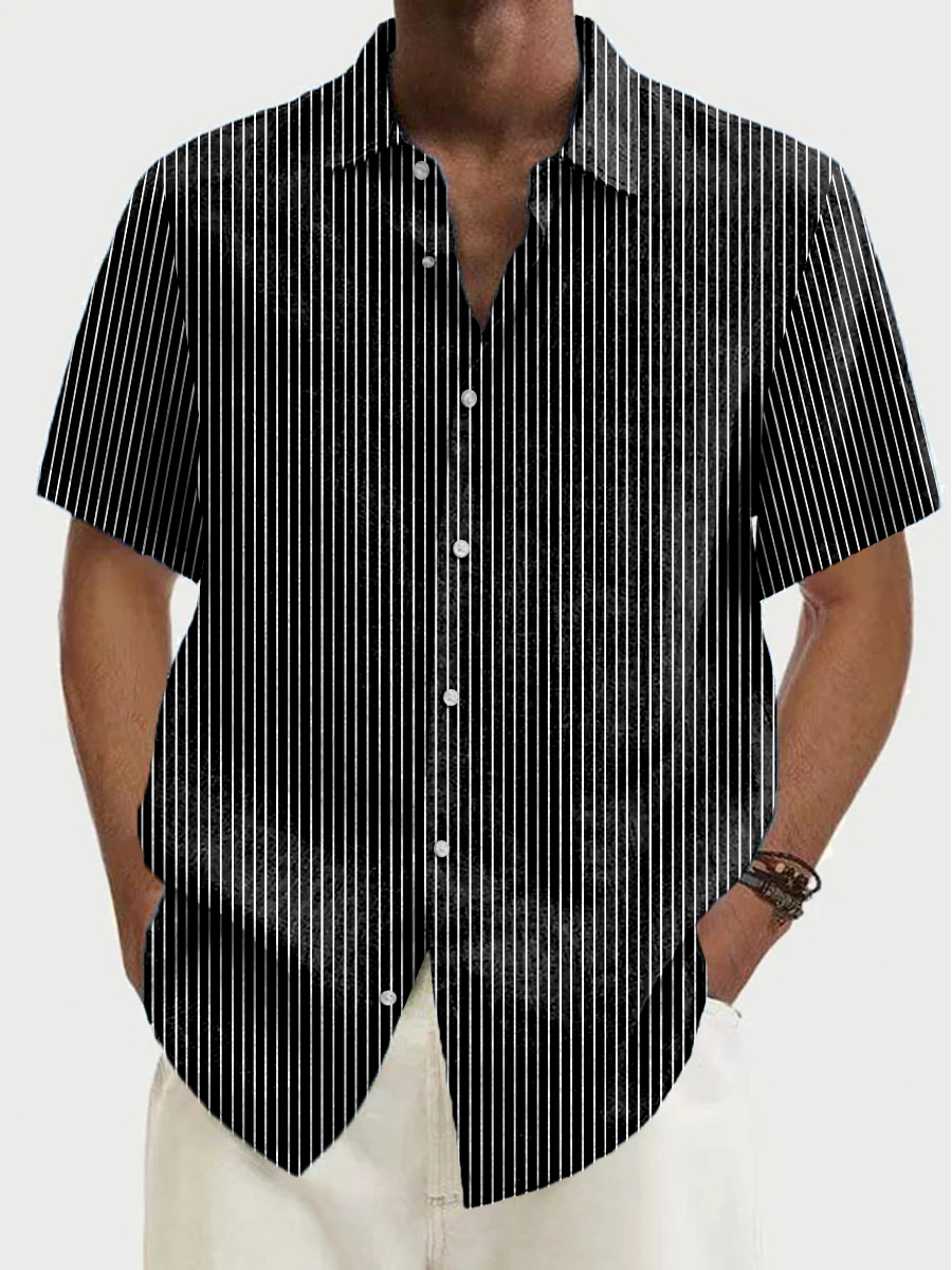 Striped Short Sleeve Shirts Basic Fashion Trend Shirts