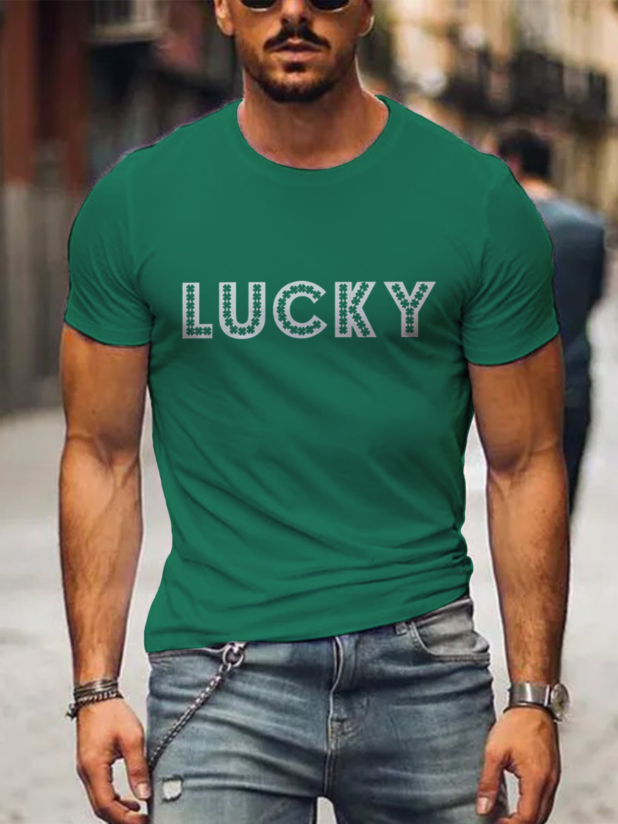 St. Patrick Lucky Print Casual Crew Neck T-Shirt