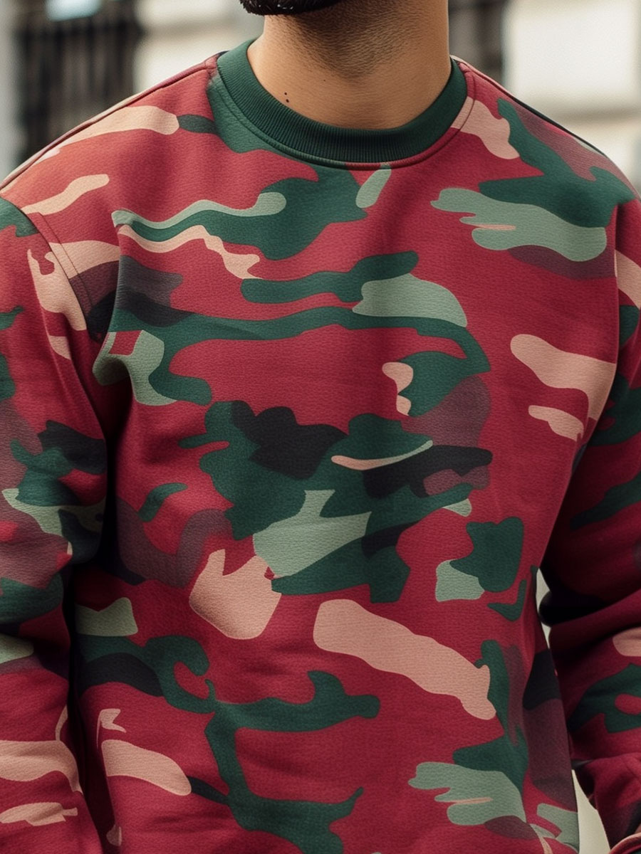 Classic Red and Green Camouflage Sweatshirt