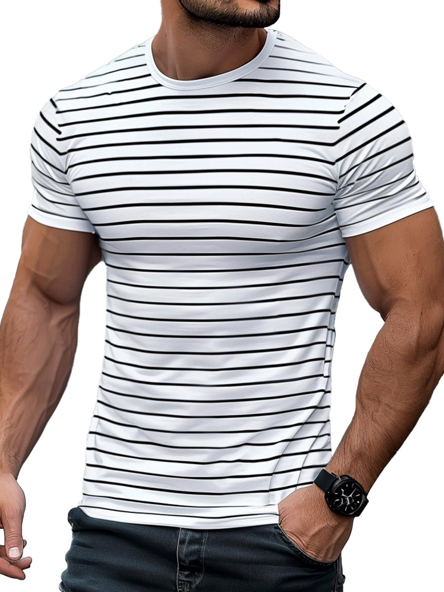 Men's Basic T-shirt Stripes Short Sleeve T-Shirt