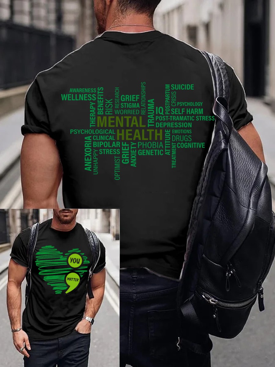 Men's Heart Healthy Printed Casual T-Shirt