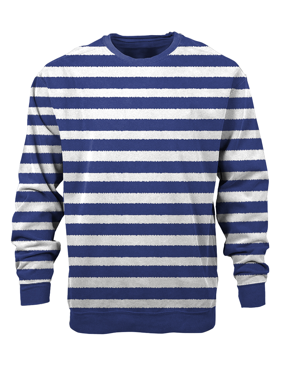 Men's Sweatshirt Black And White Stripes Casual Sweatshirt