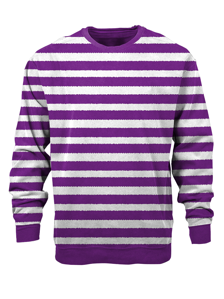 Men's Sweatshirt Black And White Stripes Casual Sweatshirt