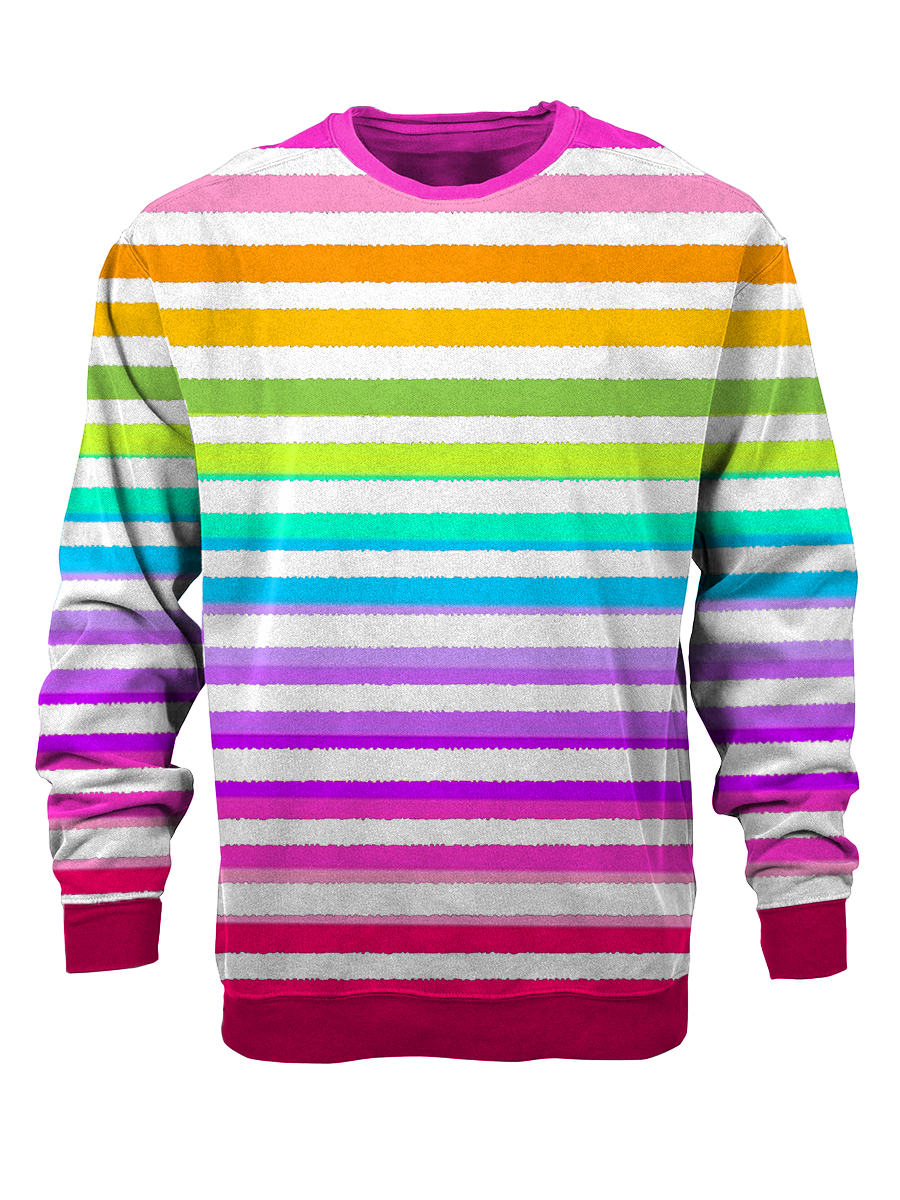 Men's Sweatshirt Black And White Stripes Casual Sweatshirt