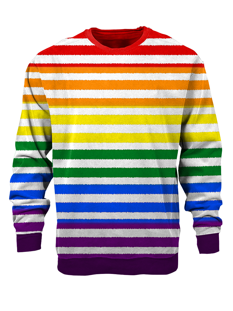 Men's Sweatshirt Black And White Stripes Casual Sweatshirt