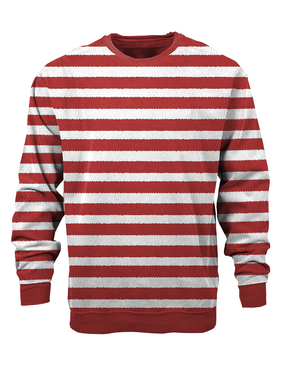 Men's Sweatshirt Black And White Stripes Casual Sweatshirt