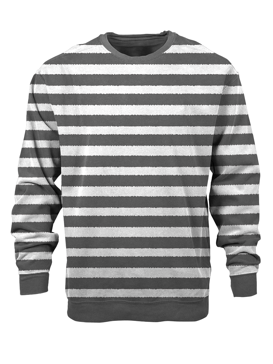 Men's Sweatshirt Black And White Stripes Casual Sweatshirt