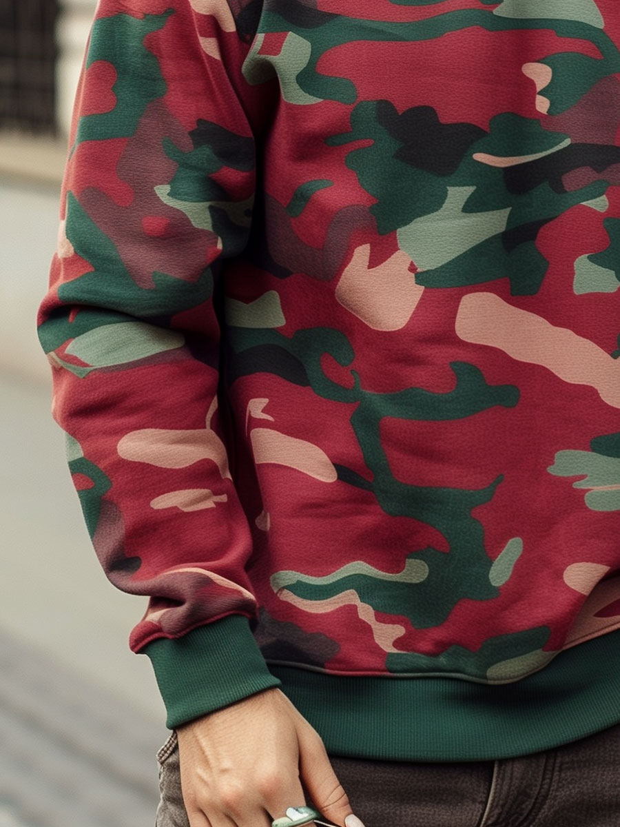 Classic Red and Green Camouflage Sweatshirt