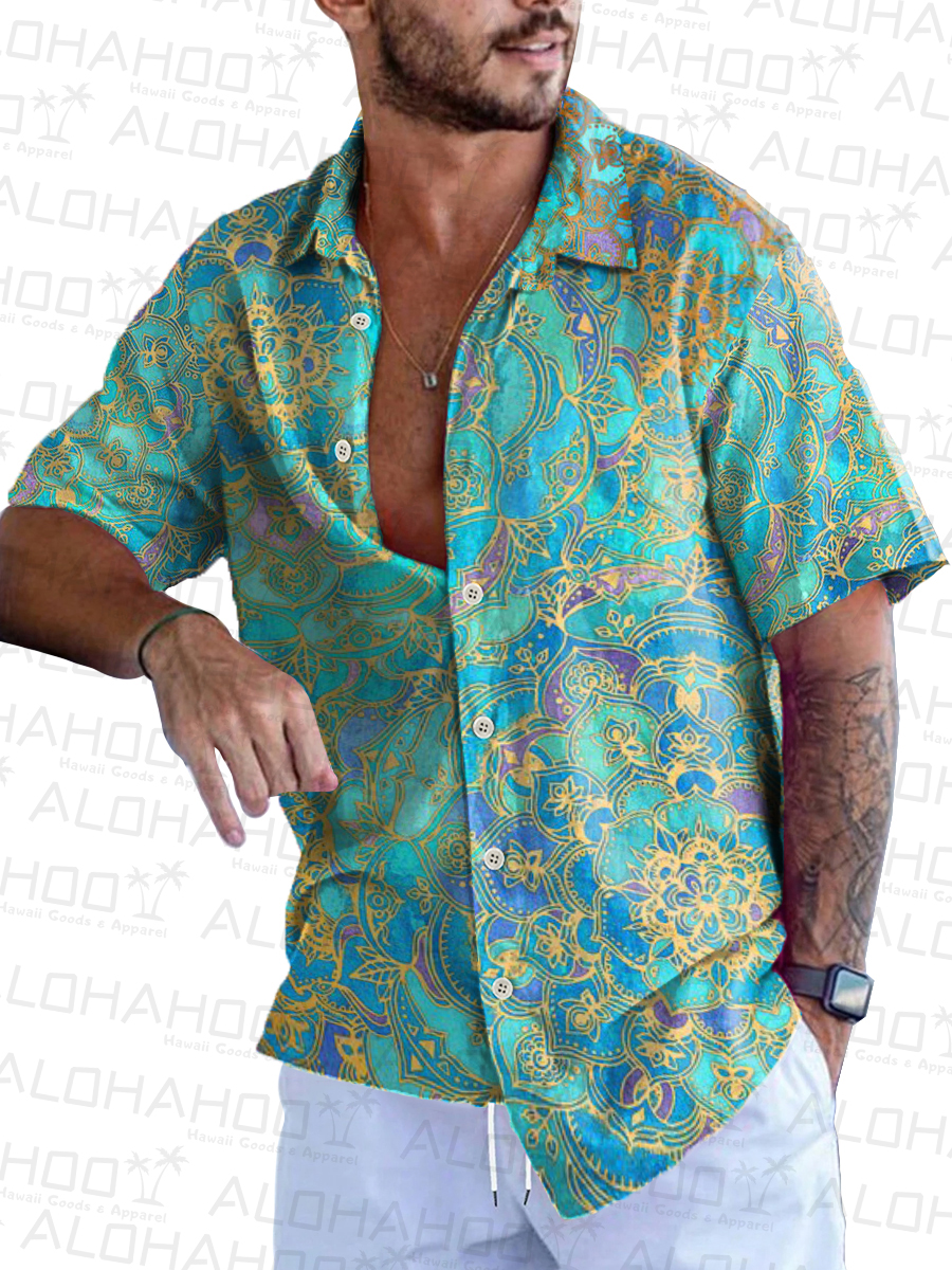 Summer Bohemia Art Pattern Short-Sleeved Hawaiian Shirt