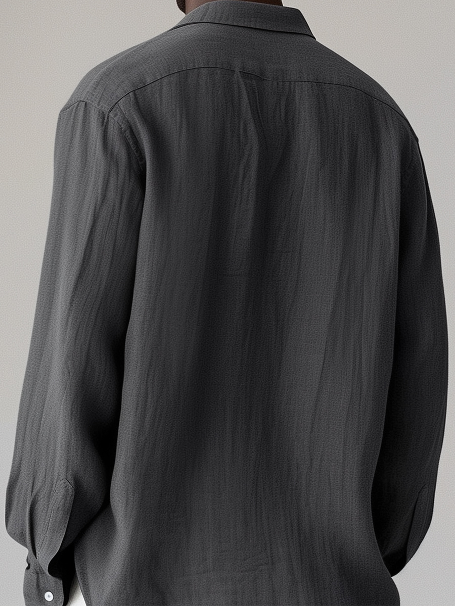 Men's Cotton-Linen Shirt Basics Solid Color Breathable Plus Size Shirts