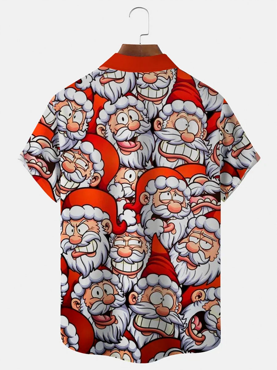 Men's Christmas Santa Funny Print Casual Shirt