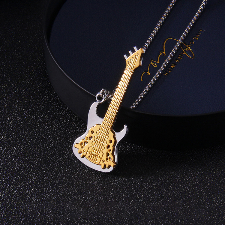 Rock Personality Hip Hop Guitar Pendant Necklace