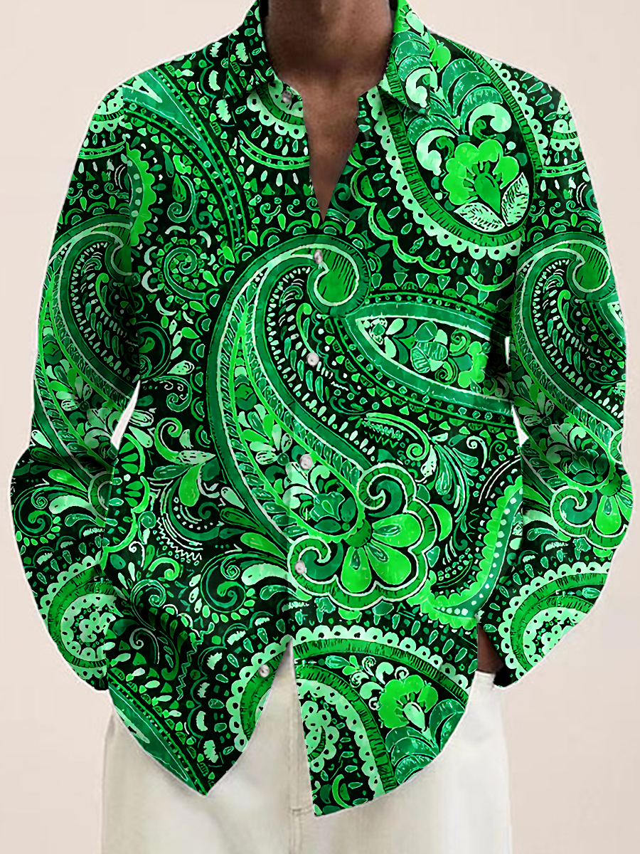 Men's Multicolor Paisley Print Long Sleeve Shirt