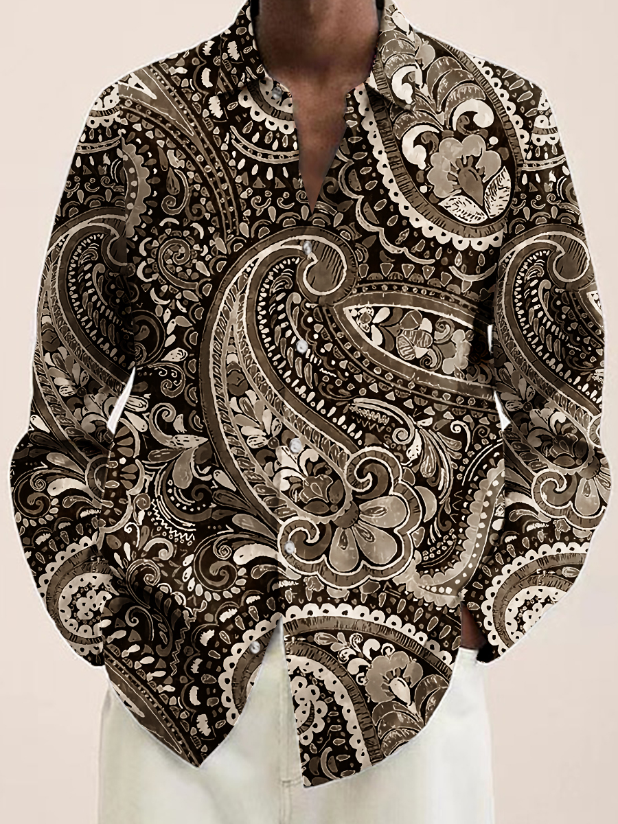Men's Multicolor Paisley Print Long Sleeve Shirt