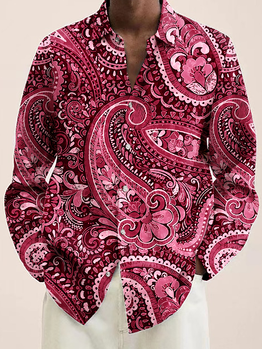 Men's Multicolor Paisley Print Long Sleeve Shirt