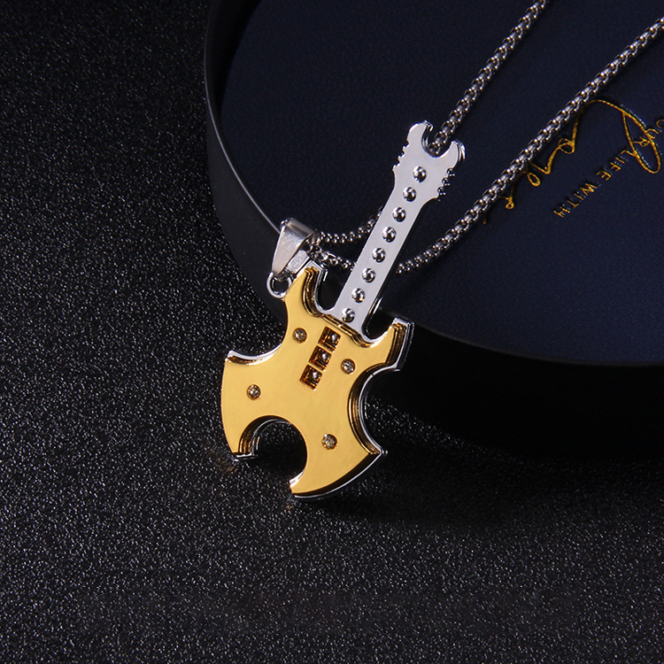 Rock Personality Hip Hop Guitar Pendant Necklace
