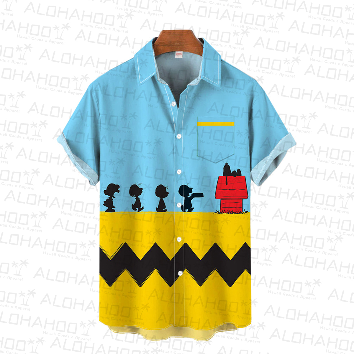 Nostalgic 50's Cartoon Print Breast Pocket Short Sleeve Shirt