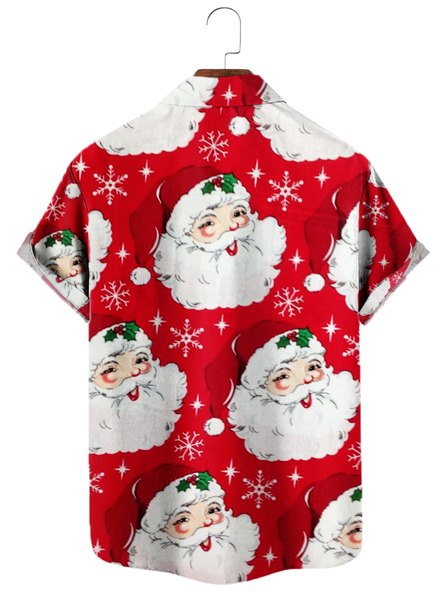 Men's Hawaiian Shirts Christmas Santa Claus Print Aloha Shirts