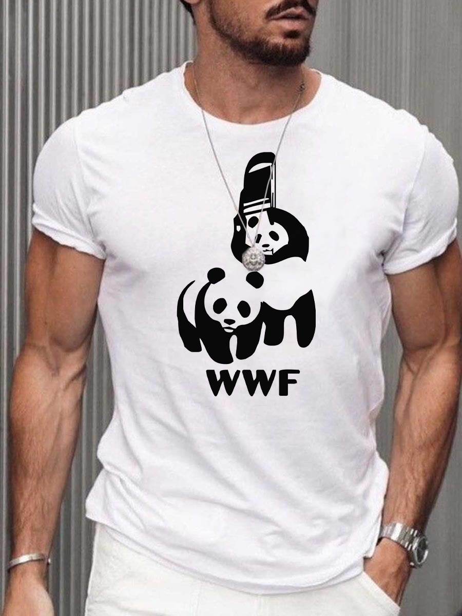 Men's Fun WWF Panda Print T-Shirt