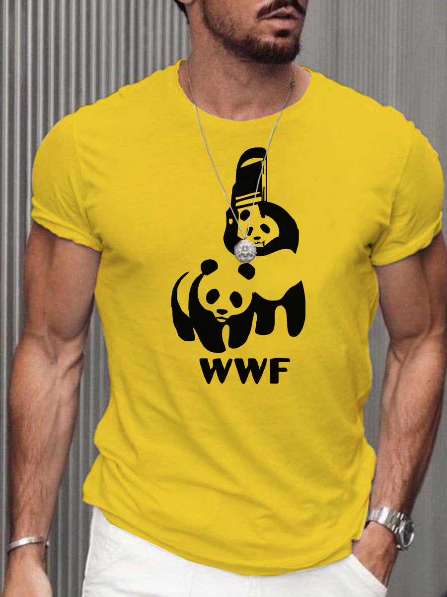 Men's Fun WWF Panda Print T-Shirt