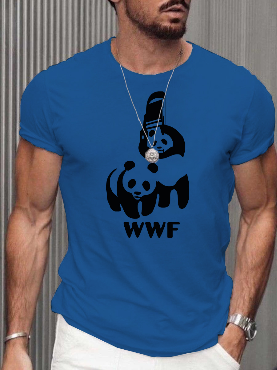 Men's Fun WWF Panda Print T-Shirt