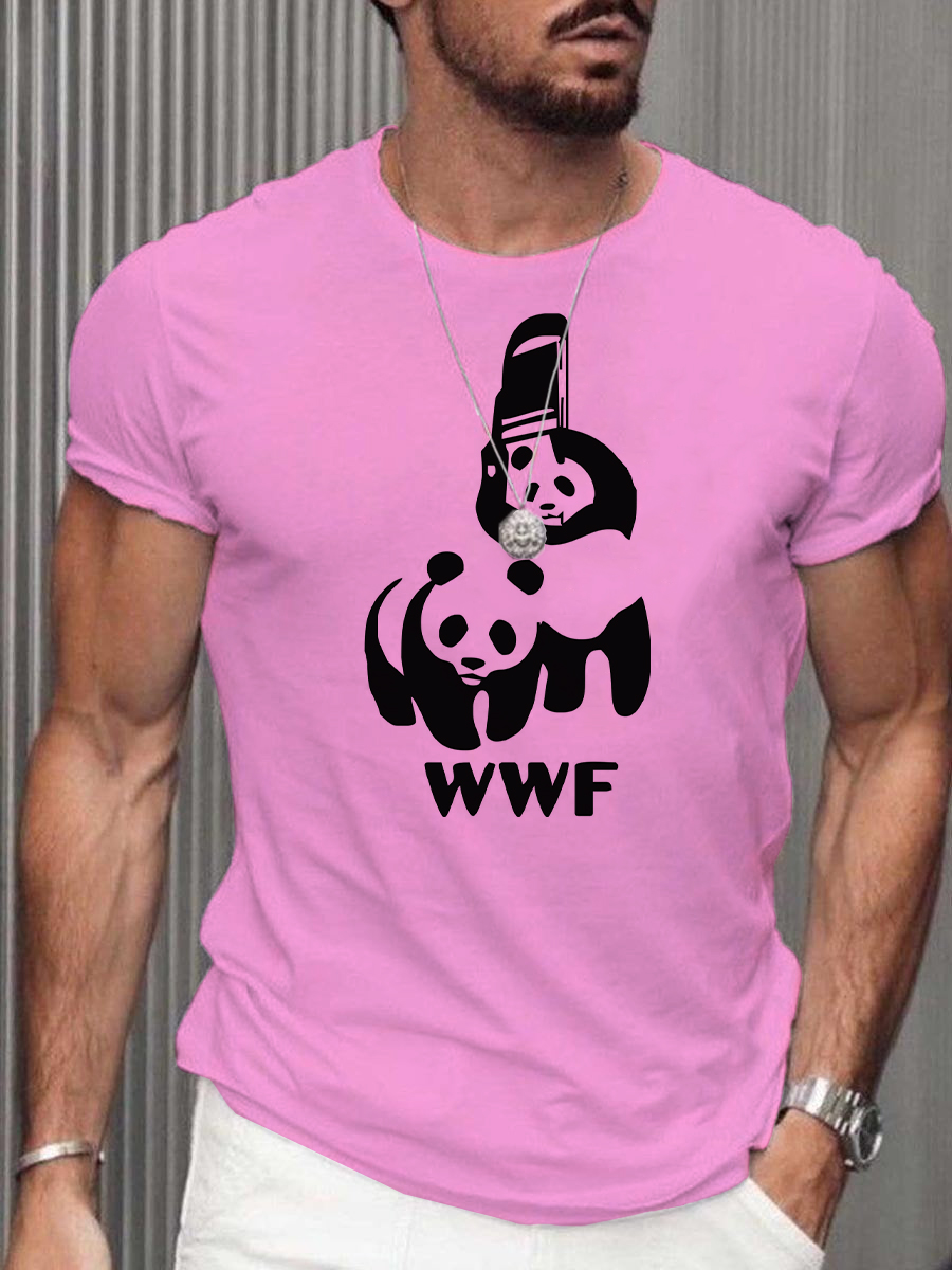 Men's Fun WWF Panda Print T-Shirt