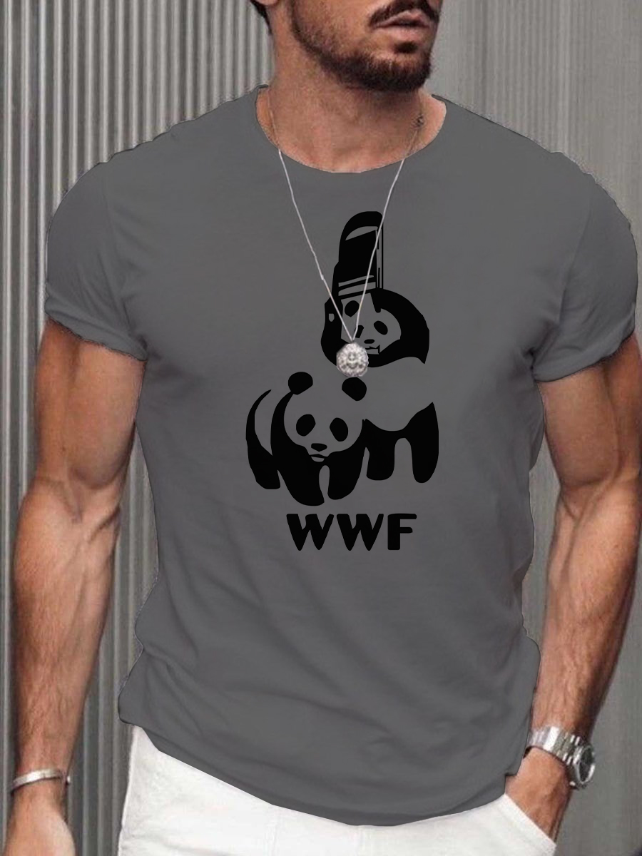 Men's Fun WWF Panda Print T-Shirt