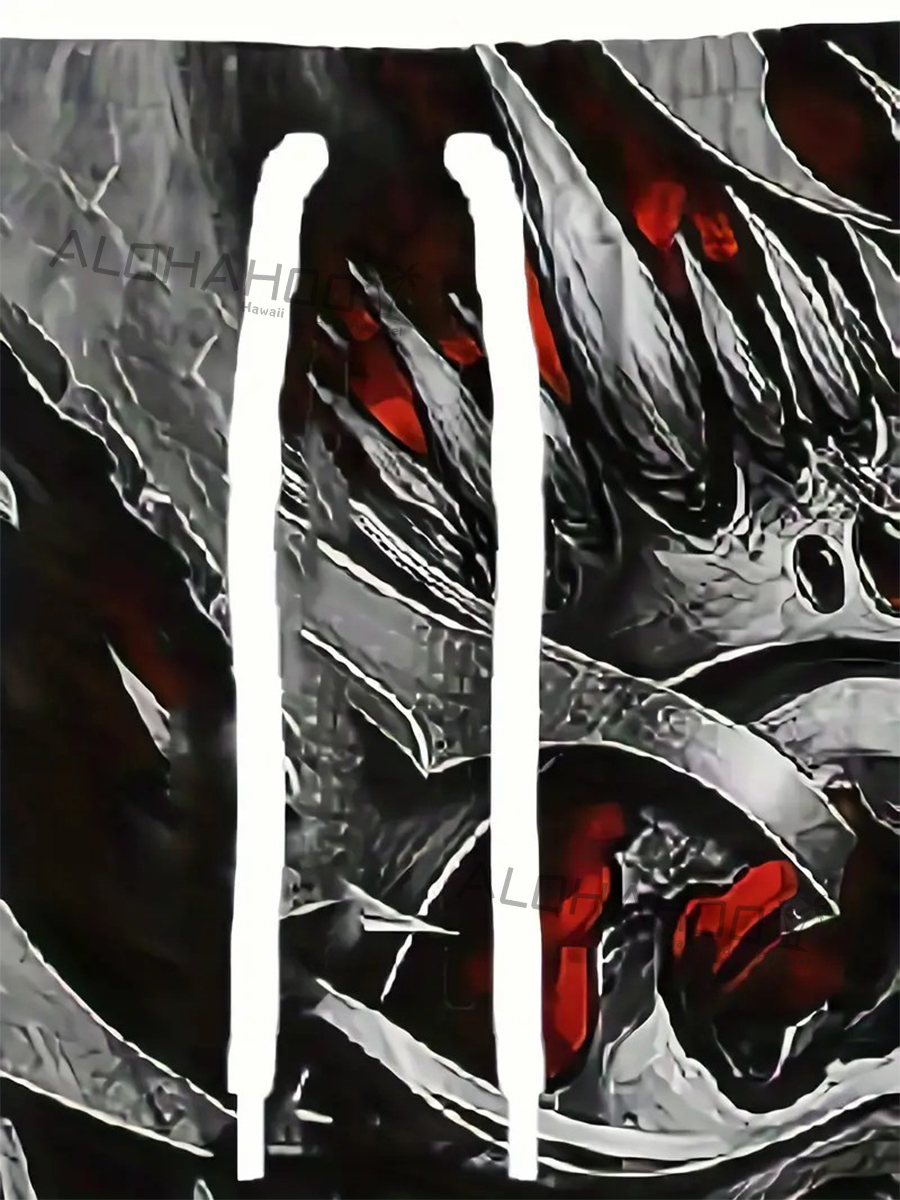 Men's Hawaiian Skull Art Pattern Beach Shorts