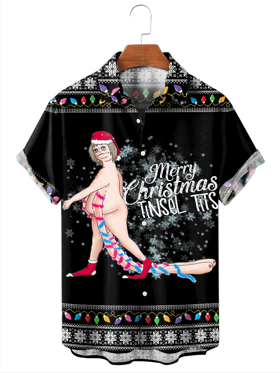 Ugly Christmas Dirty Christmas Merry Christmas Tinsel Tits Print Shirt
