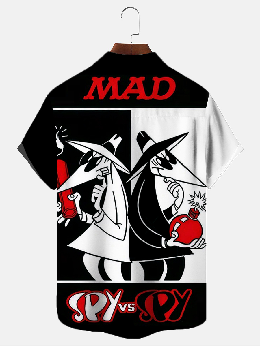 Men's Hawaiian Shirts Vintage Nostalgic Cartoon Print Aloha Shirts