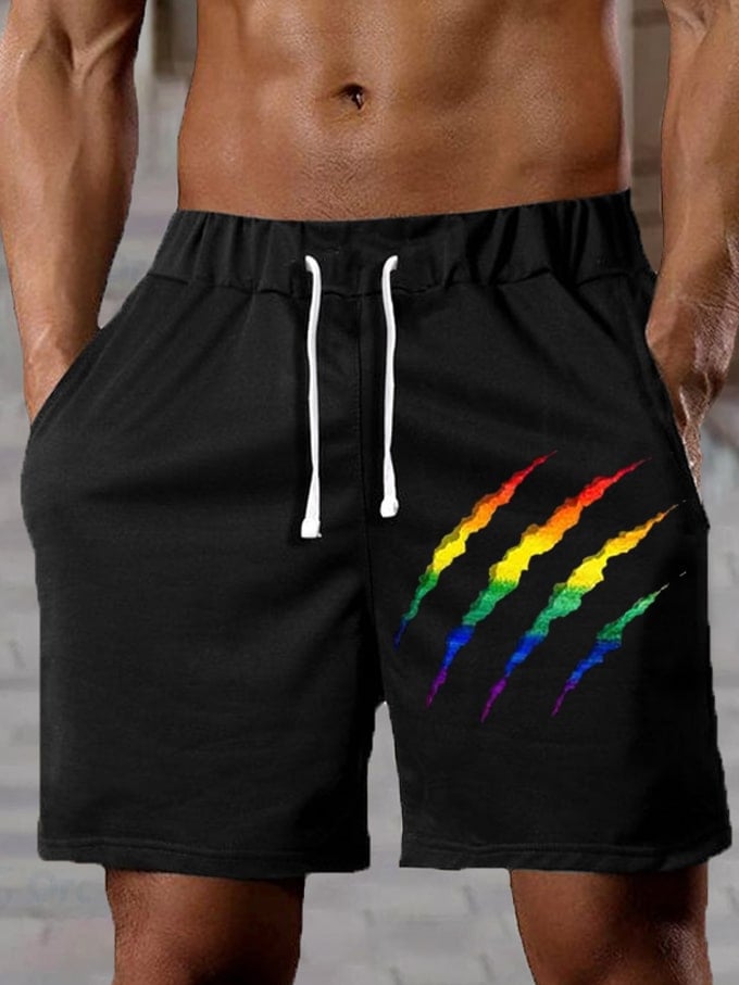 Men's Pride Rainbow Crack Print Track Shorts