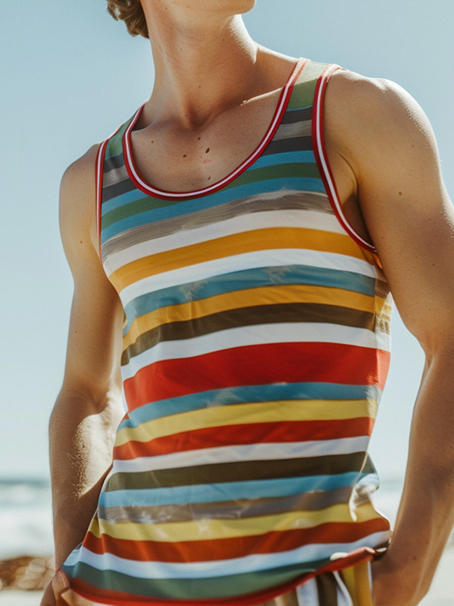 Men's Pride Rainbow Stripes Tank Top