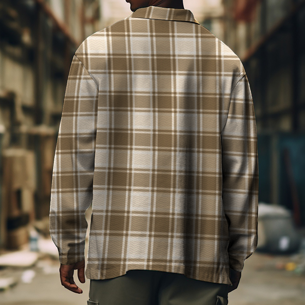 Men's Casual Jacket Vintage Plaid Pattern Long Sleeve Pockets Shirt Jacket