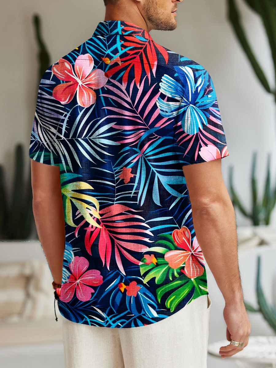 Alohahoo X Artist Tropical Palm Pattern Loose Short-Sleeved Shirt