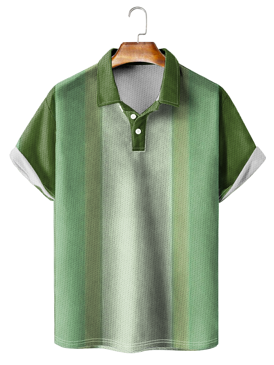 Men's Polo Shirt Stripe Print Short Sleeve Golf Shirt
