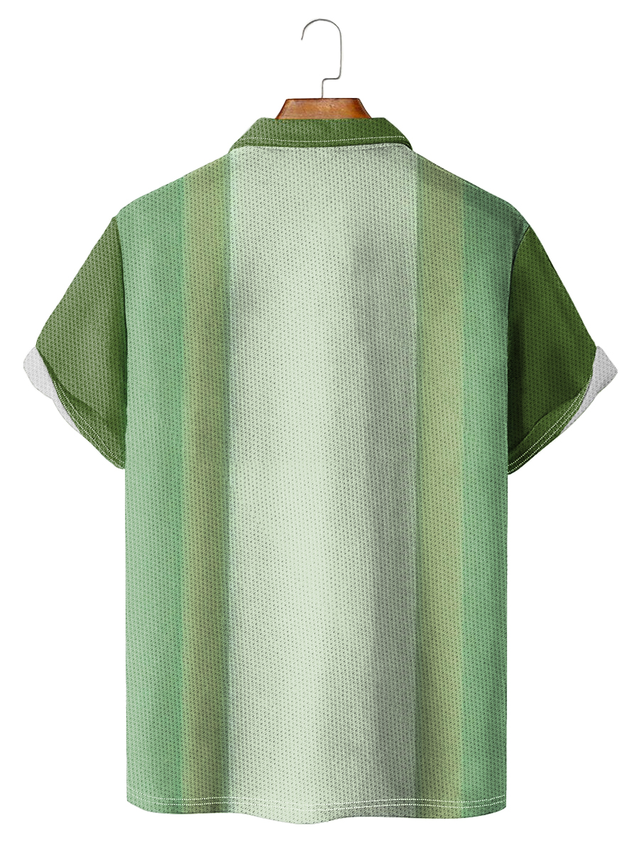 Men's Polo Shirt Stripe Print Short Sleeve Golf Shirt