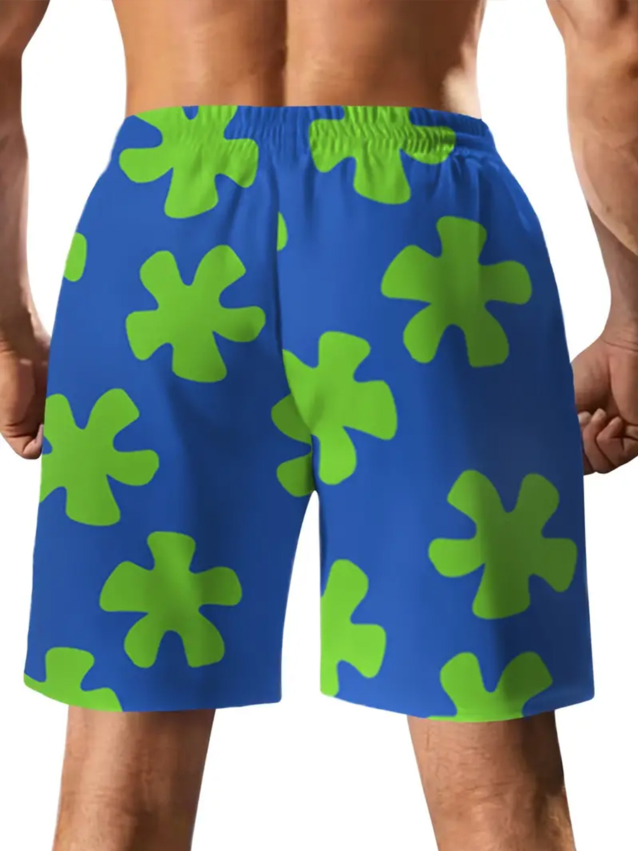 Men's Art Cartoon Print Casual Beach Bottoms Shorts