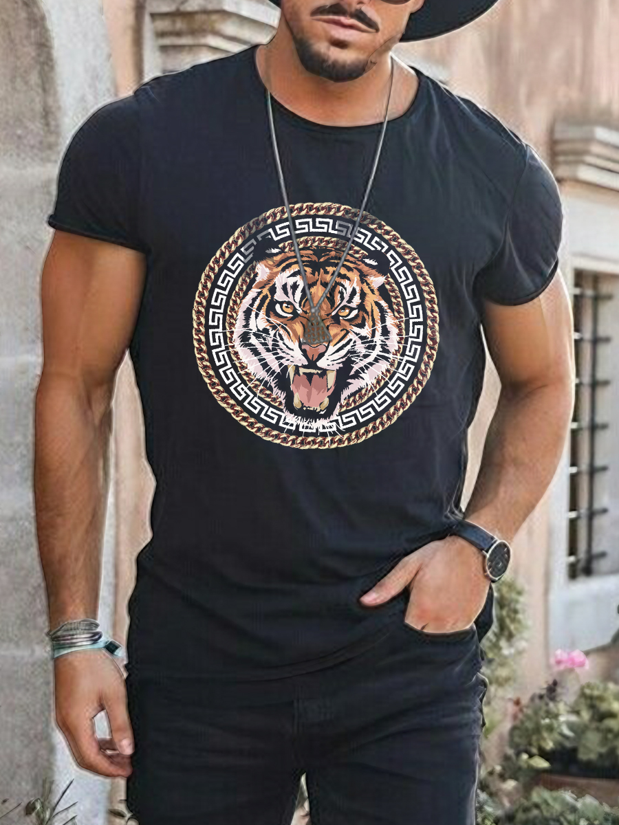 Casual Tiger Art Pattern T-shirt